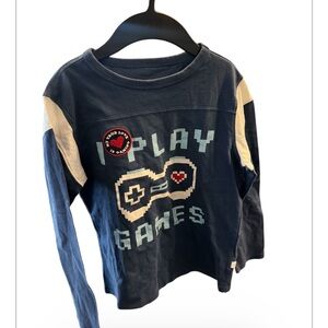 GAP Kids Long Sleeve Shirt - Navy and Cream